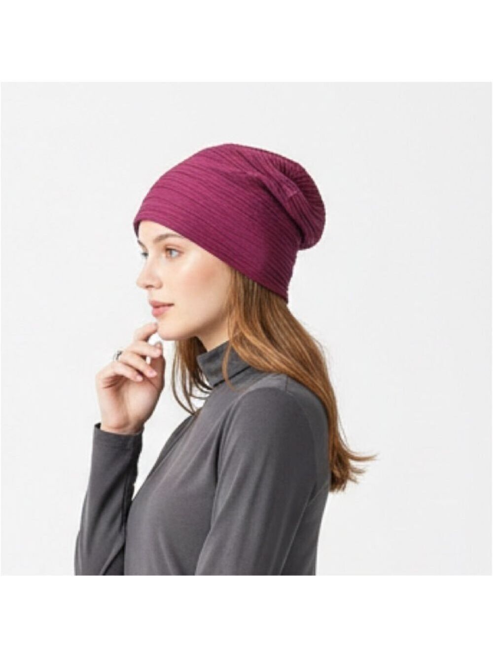 Vintage Style Oxblood Red Beanie Textured Grunge Aesthetic Cabincore Winter